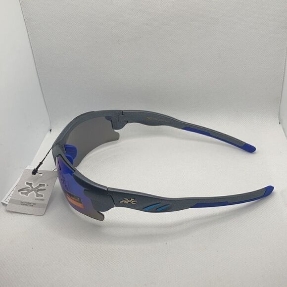 X-Loop Mens Sport Wrap Around Semi Rimless Mirrored Lens Sunglasses - Picture 3 of 4
